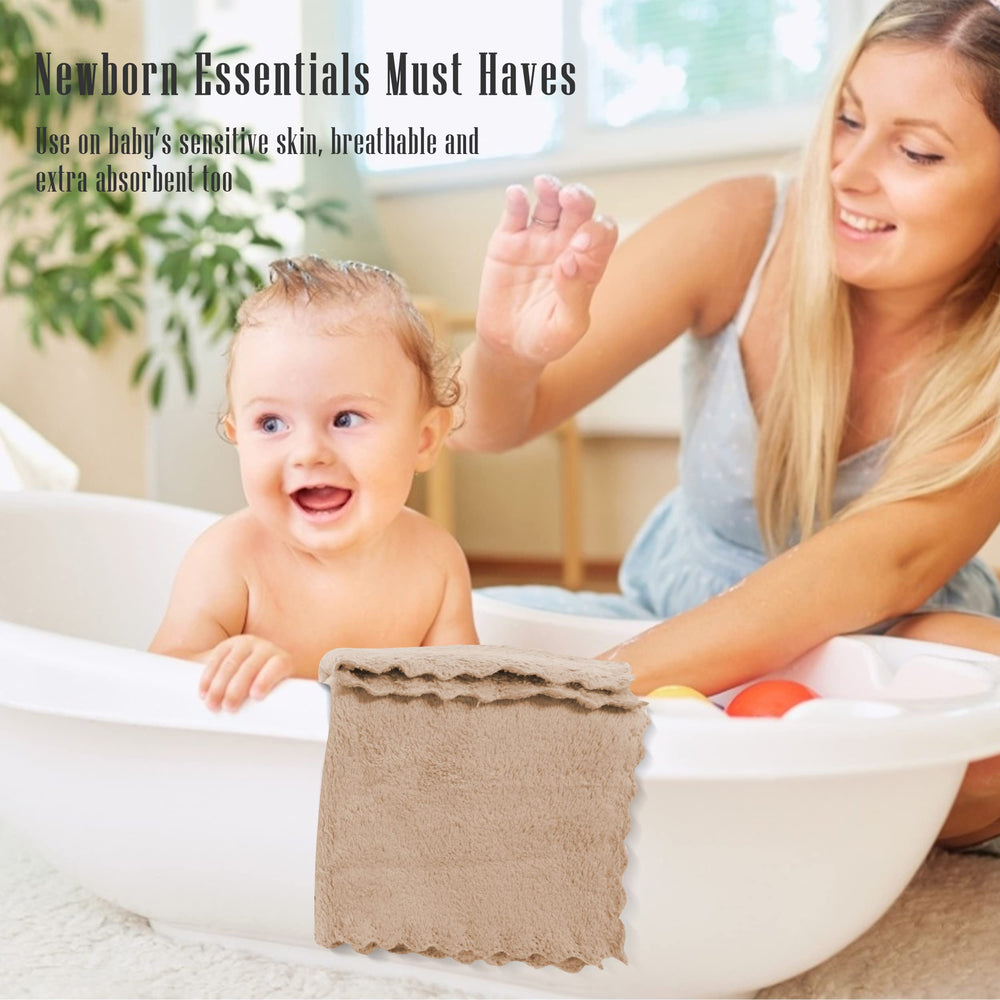 Cute Castle washcloths shown as face and body cleansing tool for babies