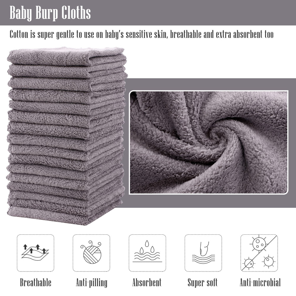 Cute Castle grey washcloths close-up showing plush coral fleece softness and absorbency.