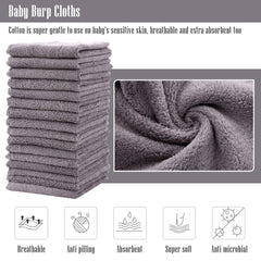 Cute Castle grey washcloths close-up showing plush coral fleece softness and absorbency.