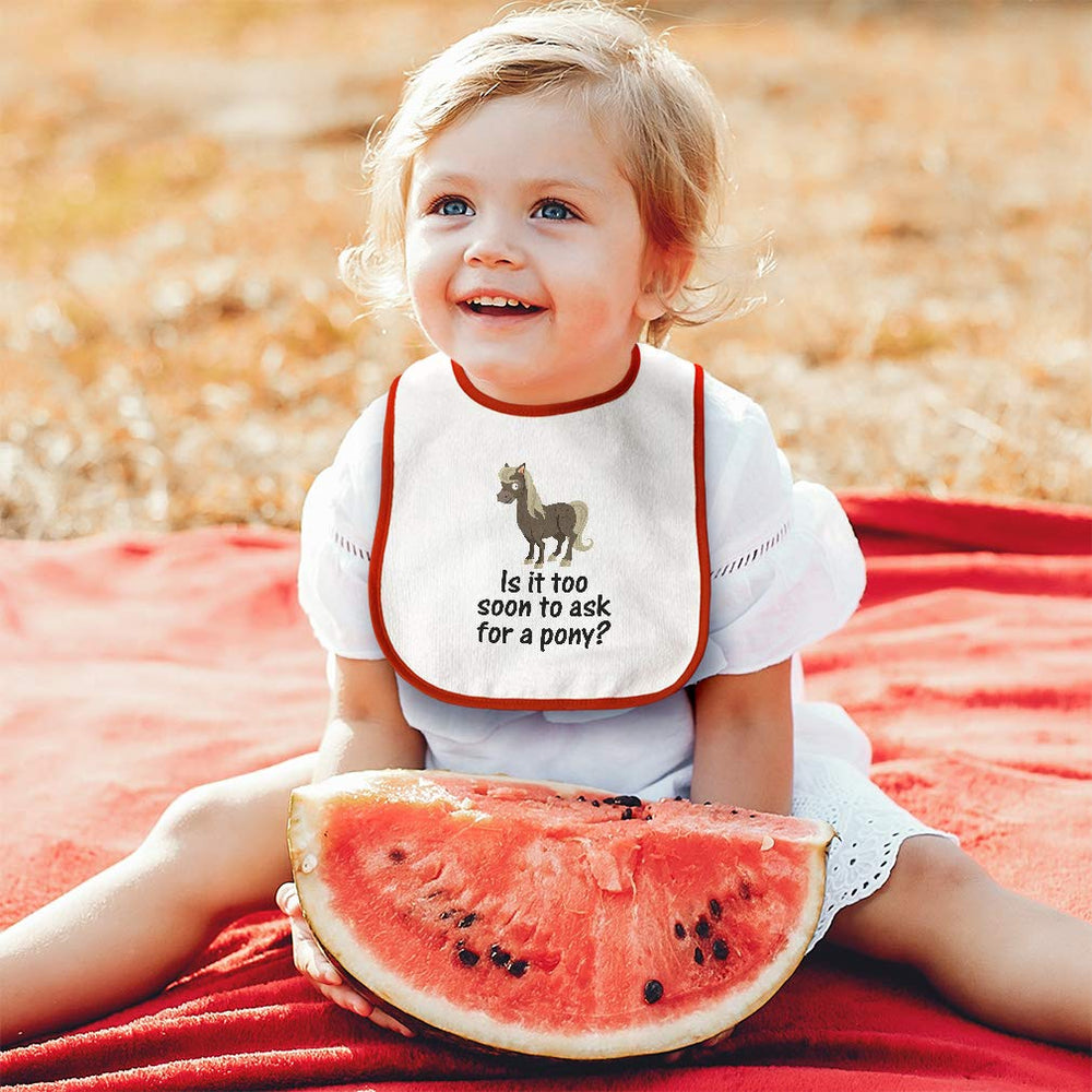 Cute Rascals horse-graphic-on-bib highlights playful design that brightens meals.
