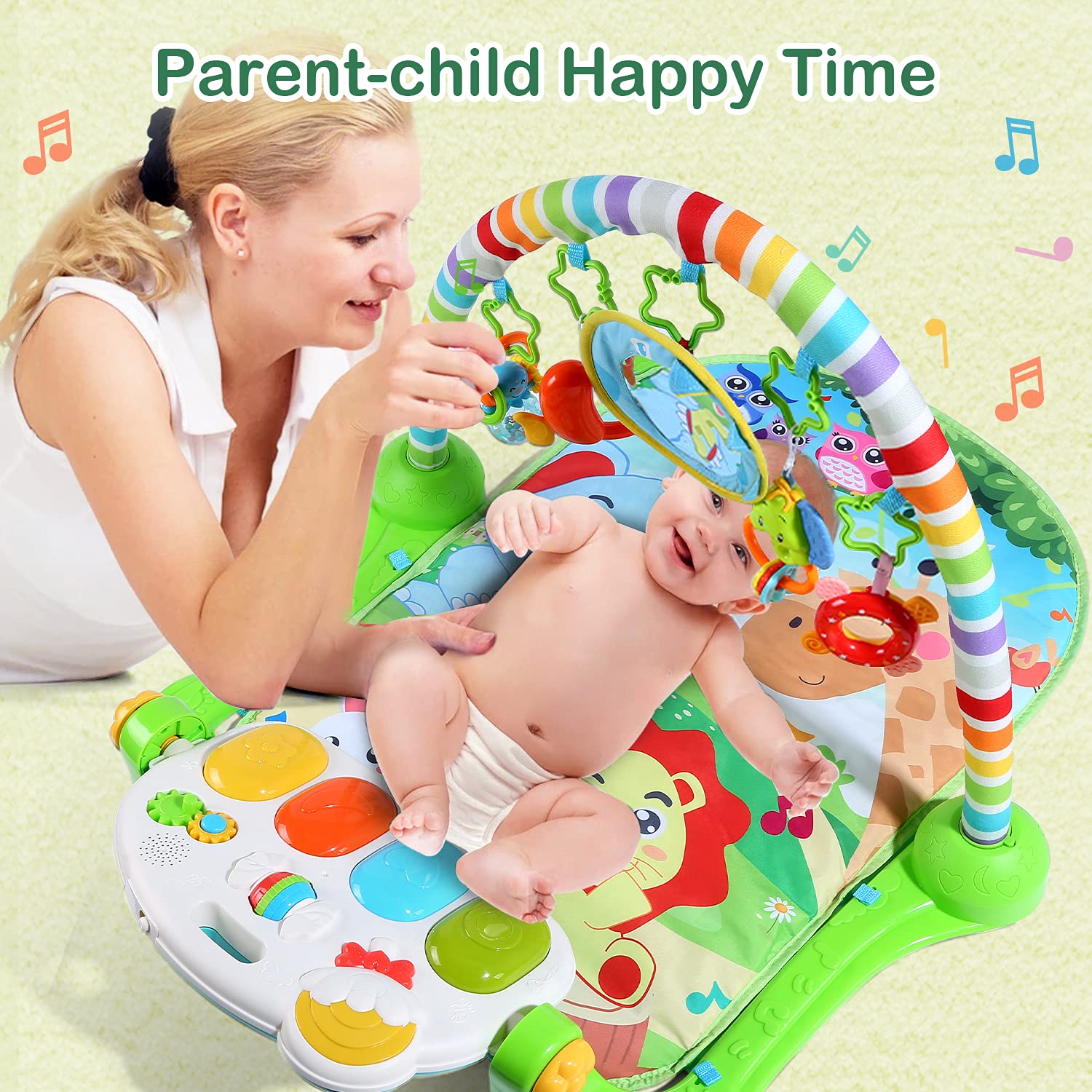 CUTE STONE Baby Gym detachable-rattles promote grasping and tactile exploration during play.