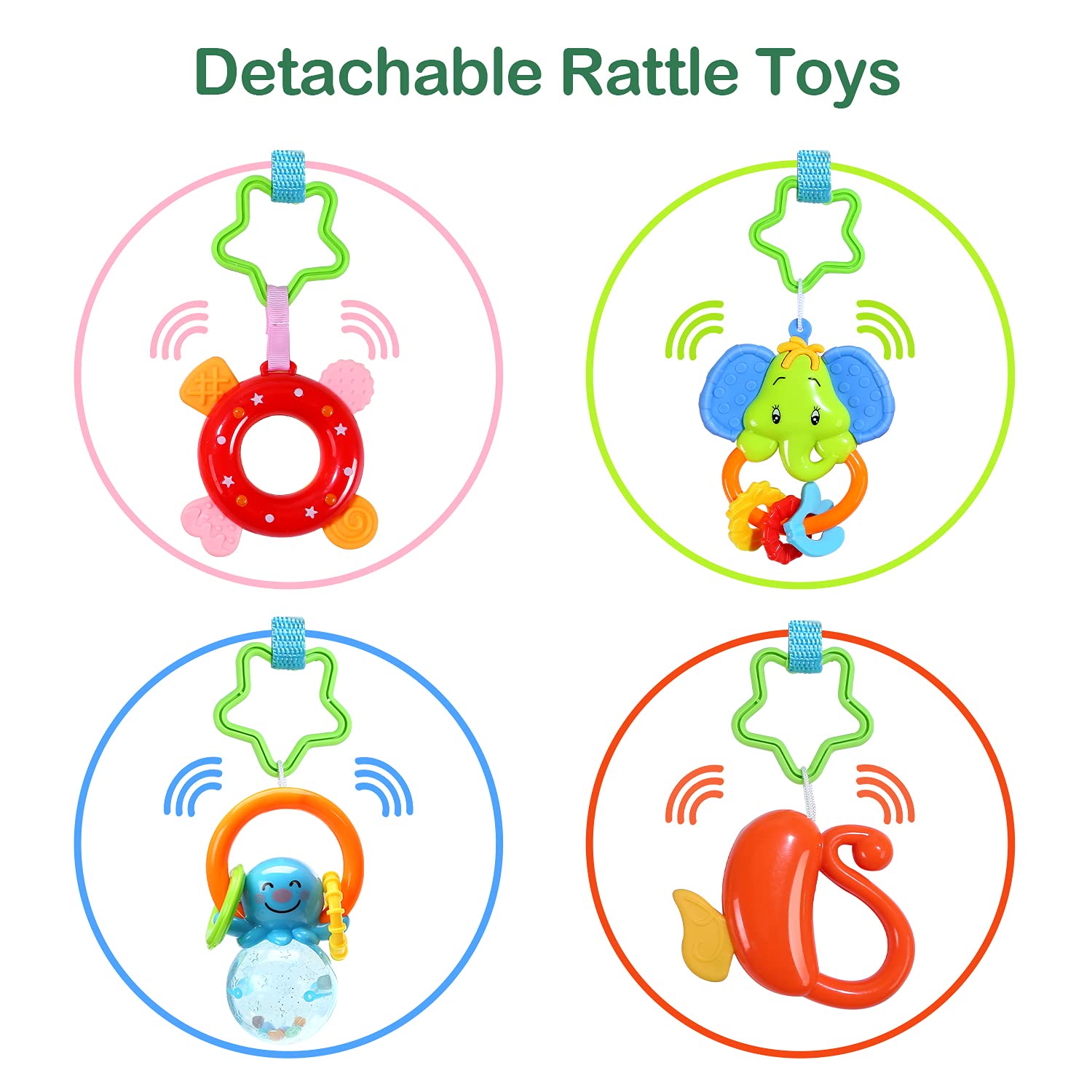 CUTE STONE Baby Gym machine-washable-mat cleans easily for busy parents.