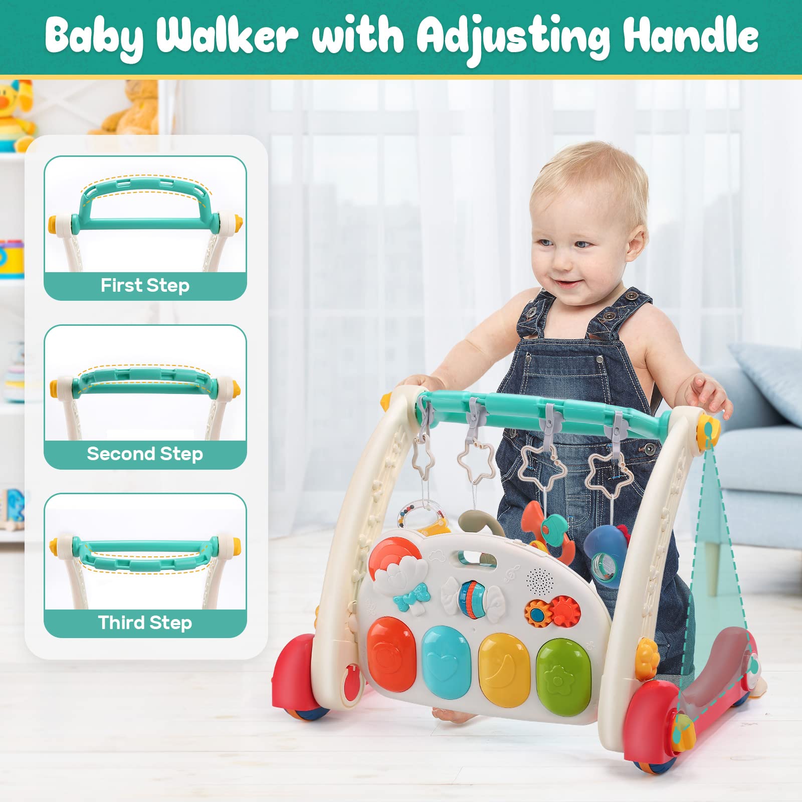 CUTE STONE musical activity center shows lights and soft music.
