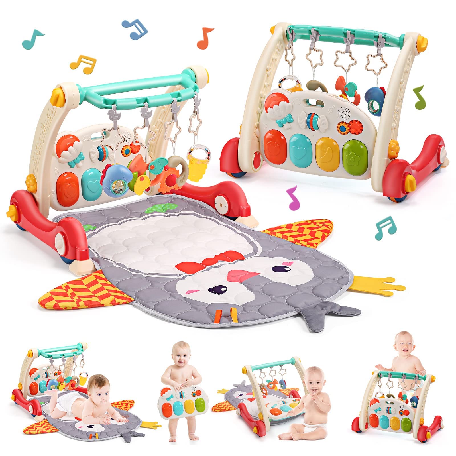 CUTE STONE baby gym play mat with soft surface for comfy tummy time.