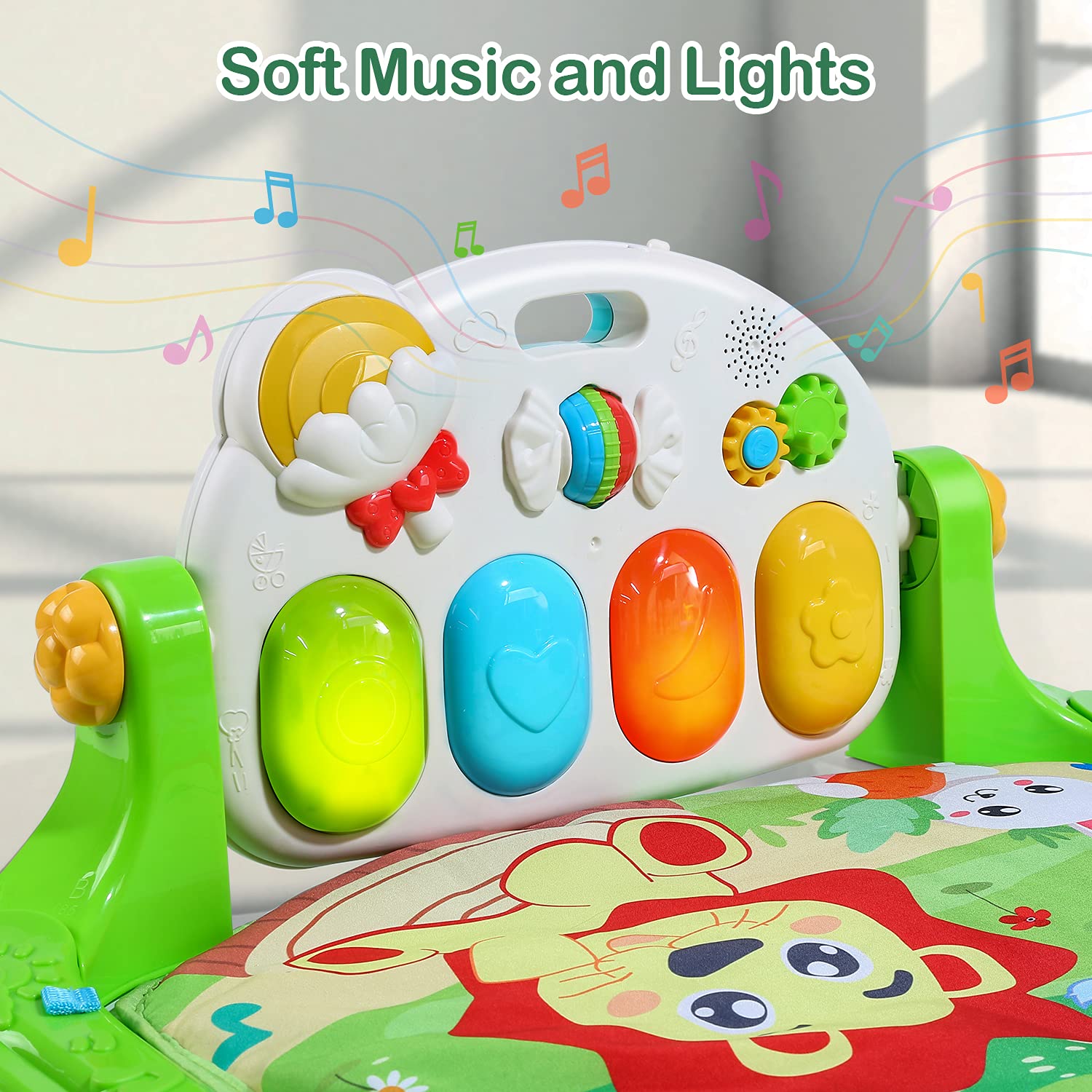 CUTE STONE Baby Gym tummy-time-mat supports neck and upper body awareness during floor time.
