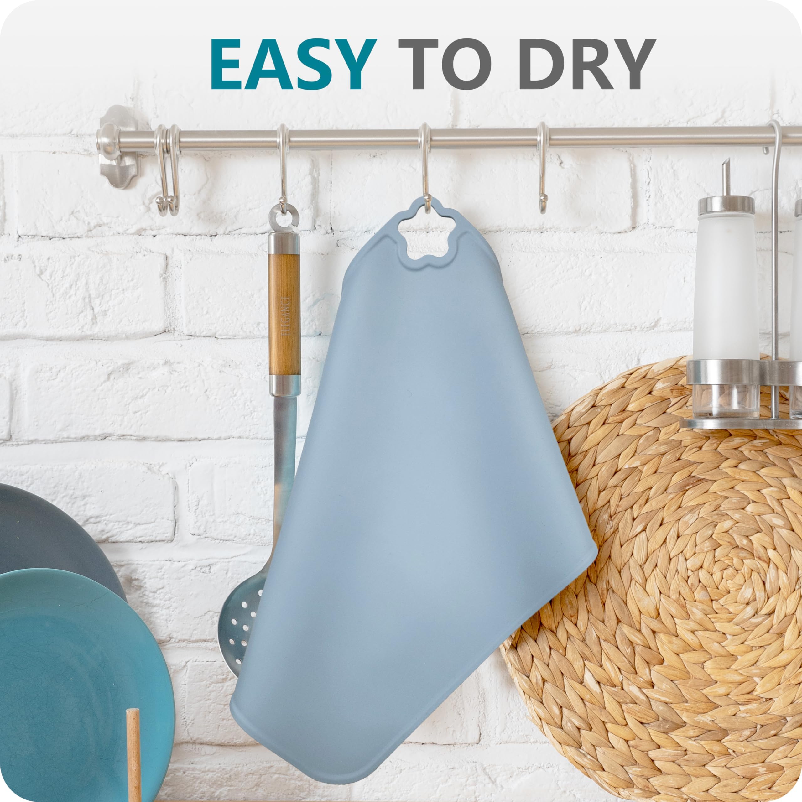 Cutebe stain-resistant placemat wipes clean quickly.