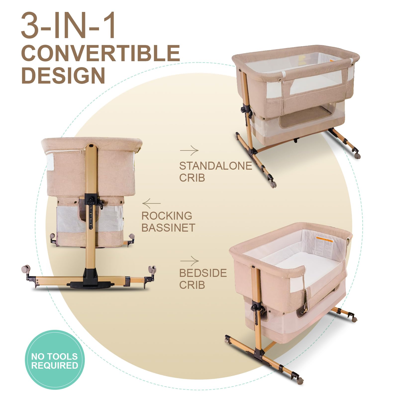 cutebeams baby bassinet used as bedside sleeper for nighttime feeding and care.