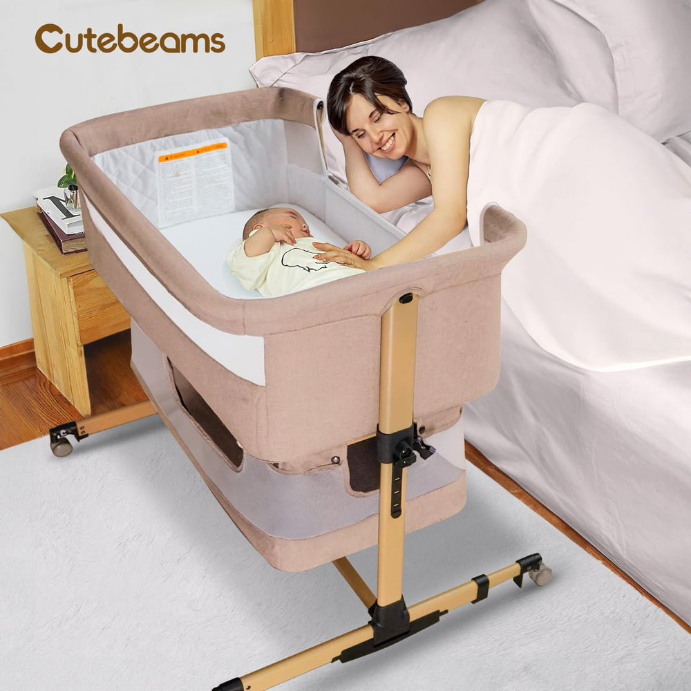 cutebeams baby bassinet easy to assemble and portable with travel bag.