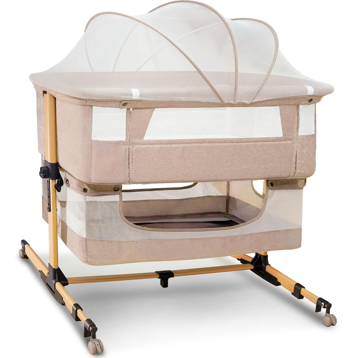 cutebeams baby bassinet mesh sides for breathable sleep and easy visibility.