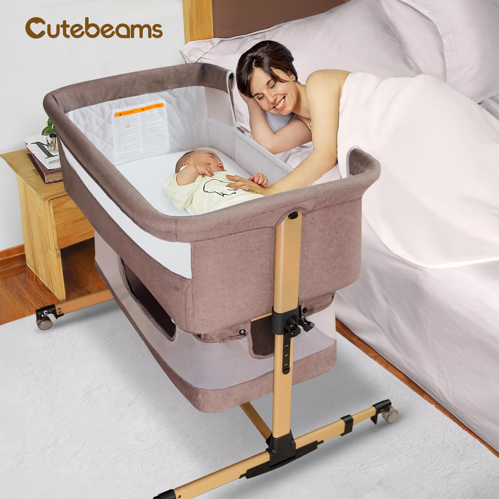 cutebeams baby bassinet mesh sides provide airflow and visibility for peaceful naps