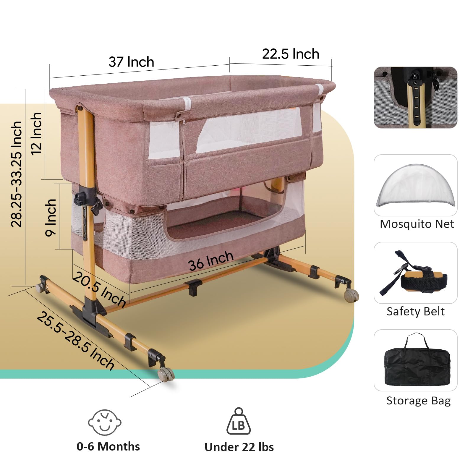 cutebeams baby bassinet rocking function offers gentle motion for soothing