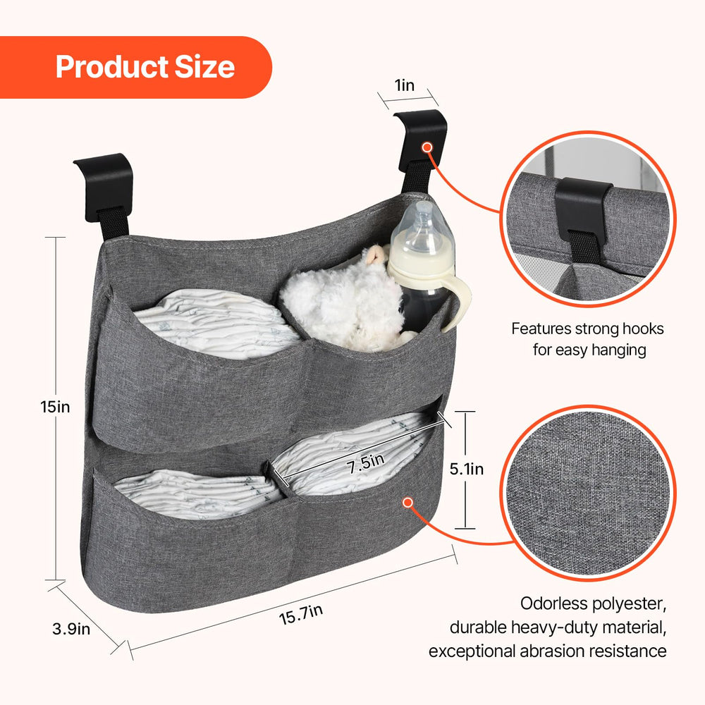 Cutebeams diaper caddy in playpen area creating tidy toy and snack zone