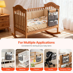Cutebeams diaper caddy attached to stroller keeping diapers within reach