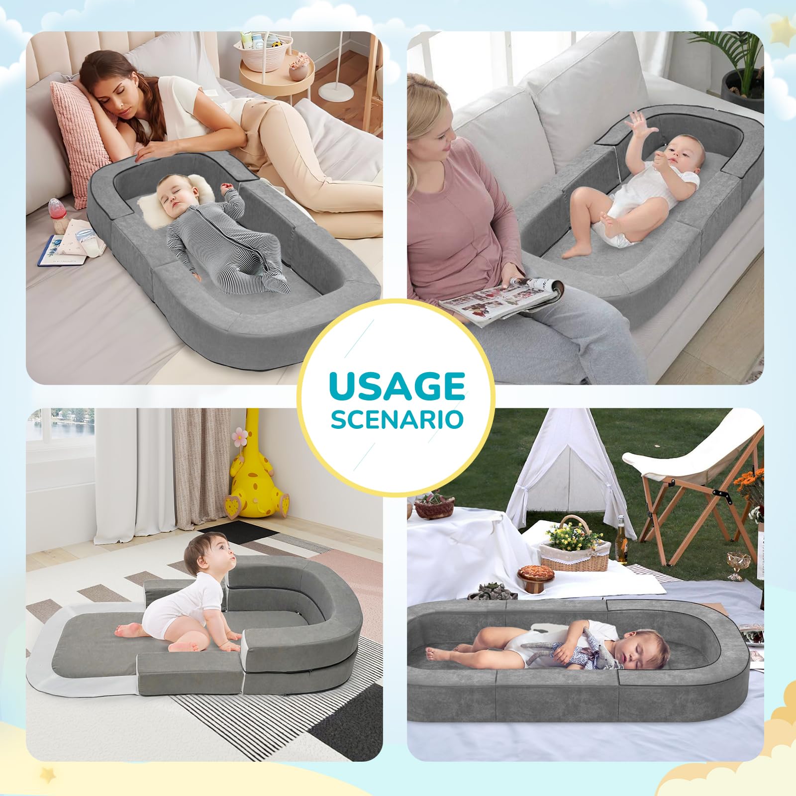 Cutebeams raised sides design helps prevent rolling for added safety.