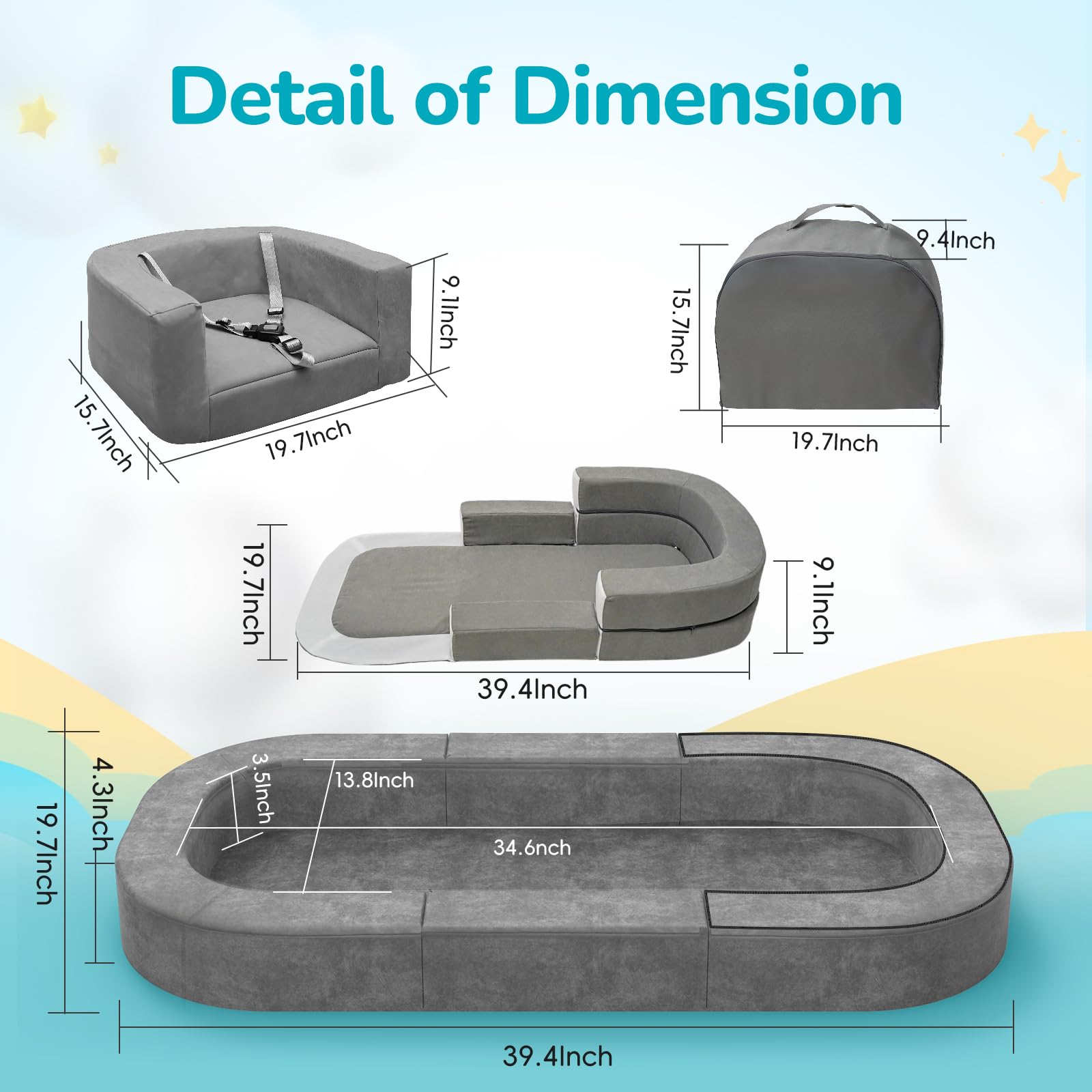 Cutebeams soft waterproof fabric and high density sponge cushion