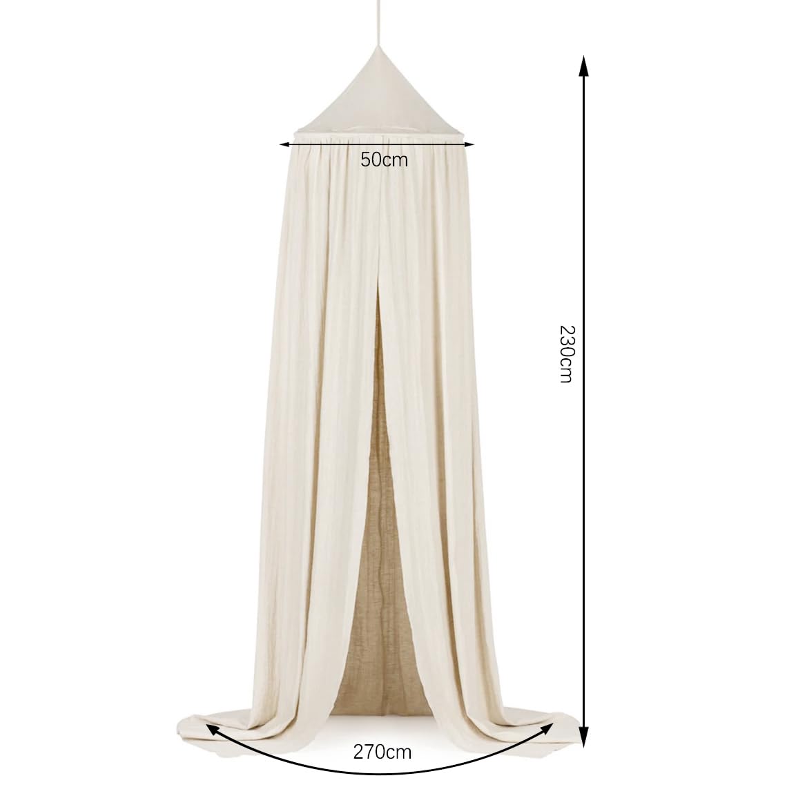 CuteeHagl bed canopy dome close-up — breathable cotton for gentle skin.