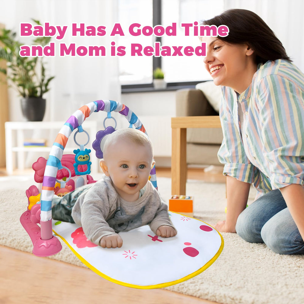 Tummy time play setup on the Cuterabit mat supports development through varied positions