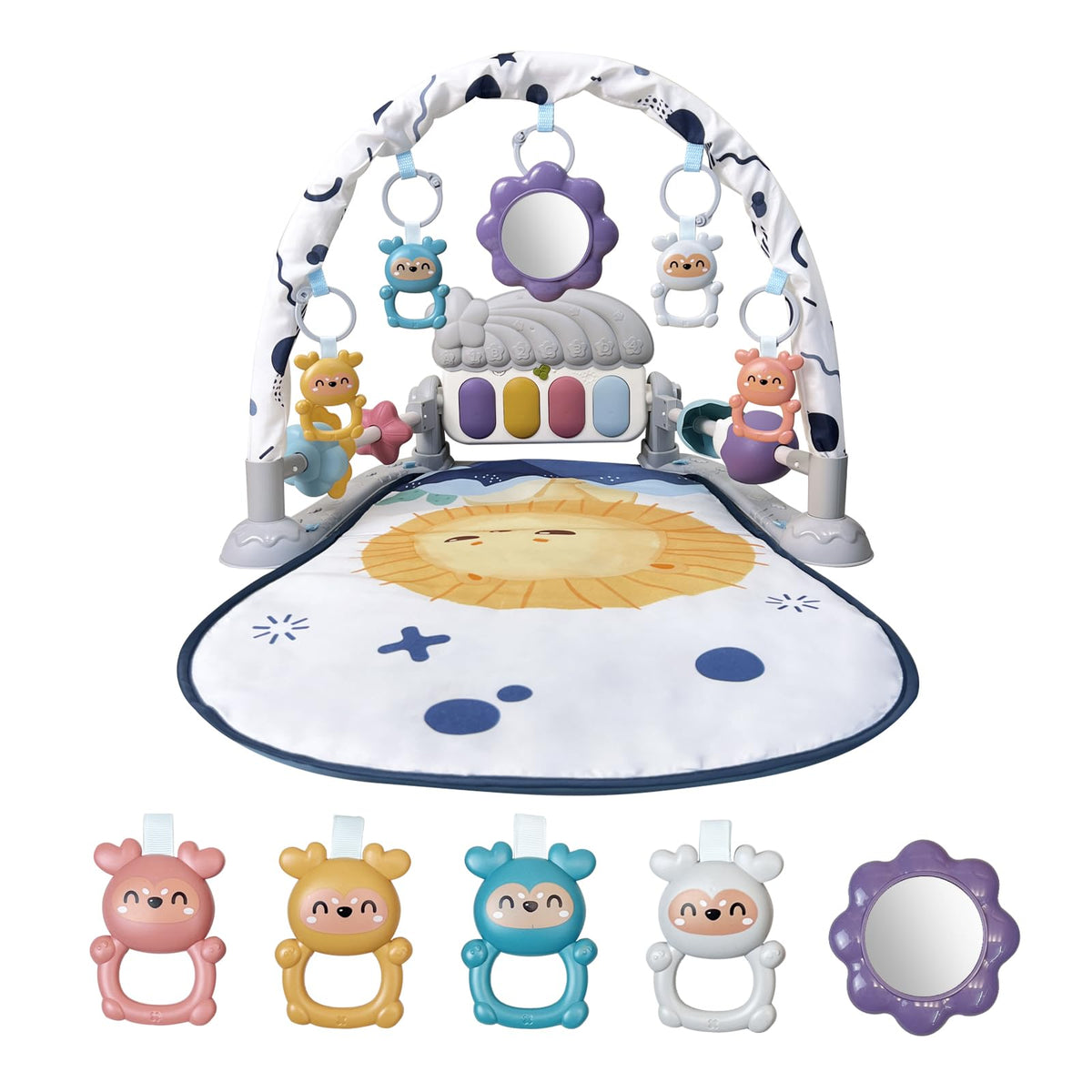Cuterabit baby play gym mat overview with safe design and foldable play surface.
