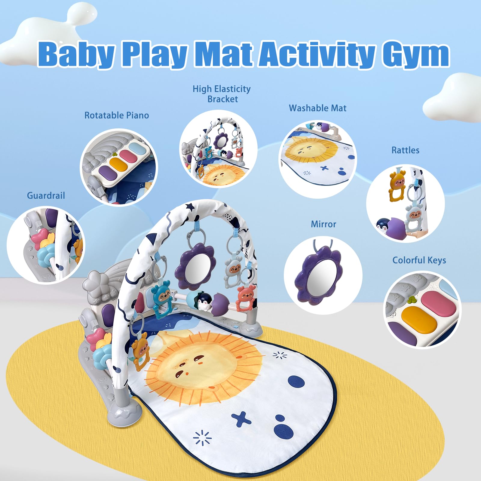 Cuterabit piano keys highlight detachable take-along music toy for early musical exploration.
