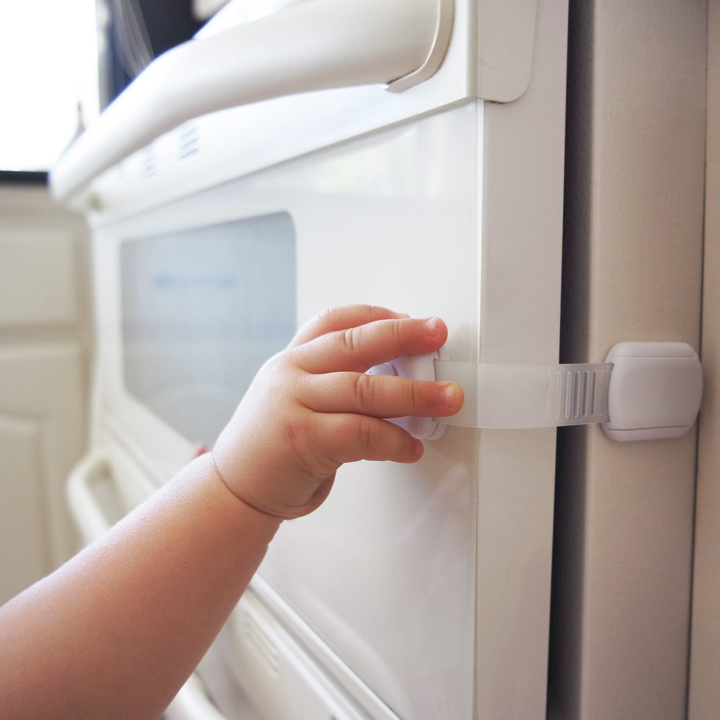 CUTESAFETY toilet lid lock shown in bathroom use.