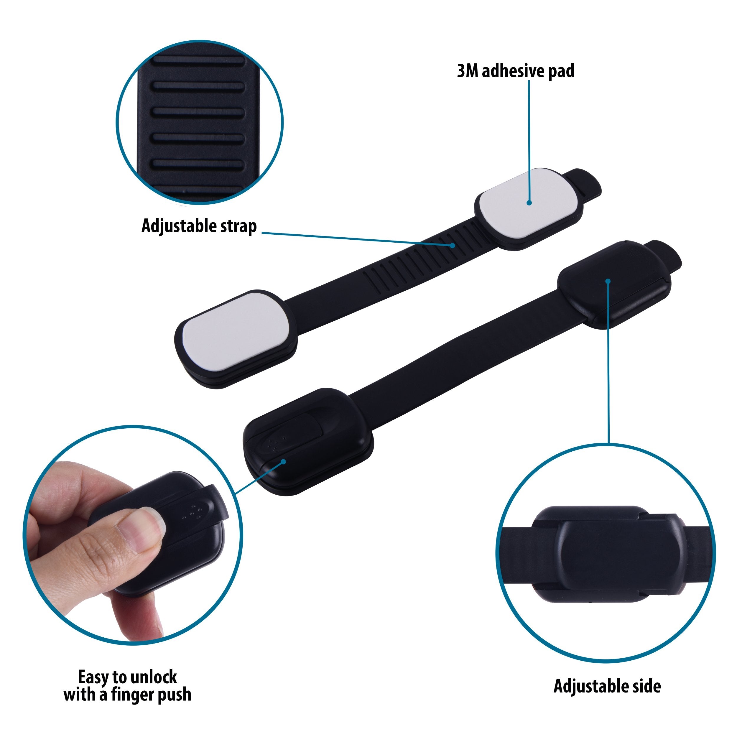 CUTESAFETY extra adhesive strips included for relocation and reuse.
