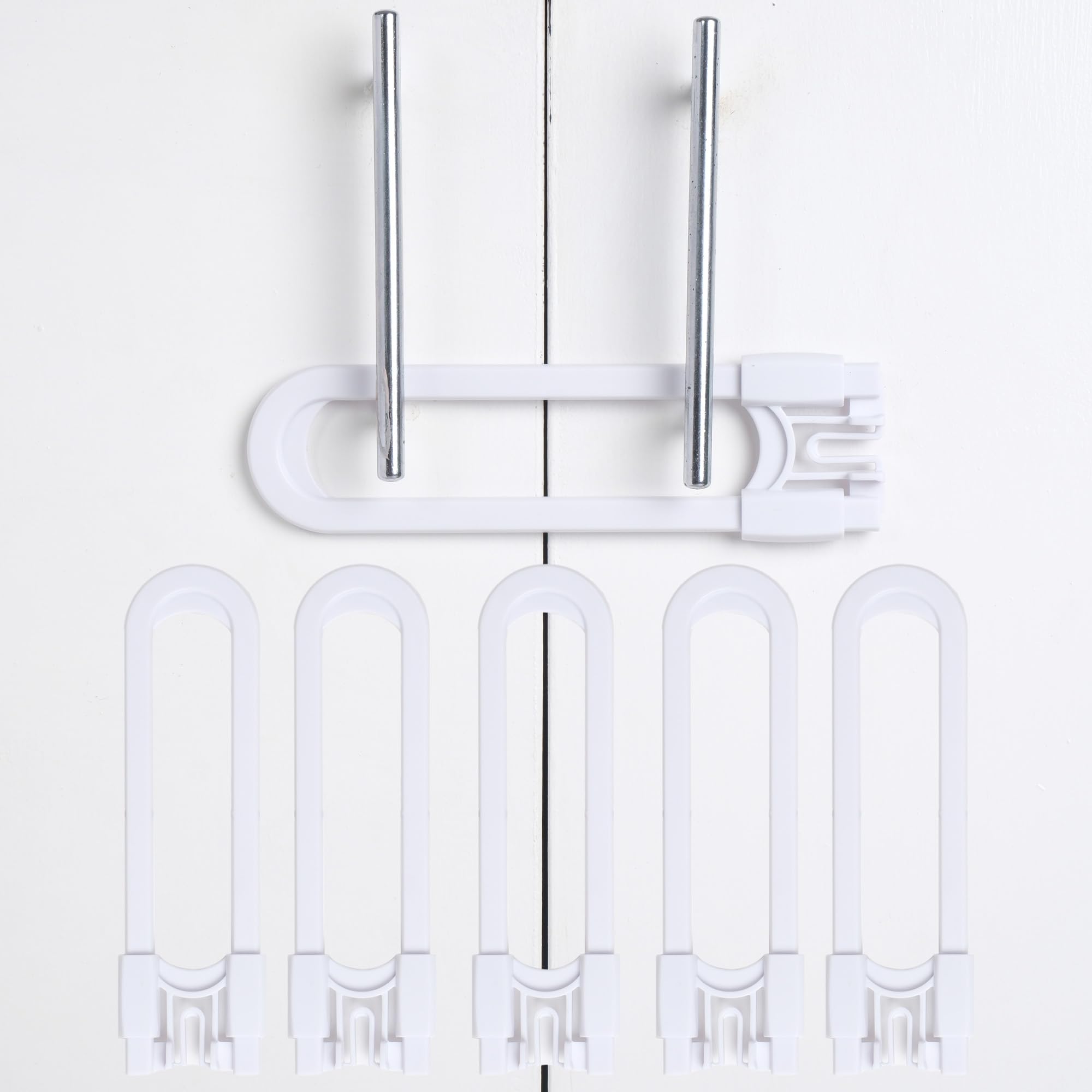 CUTESAFETY sliding cabinet locks packaging highlights six-pack for comprehensive home babyproofing
