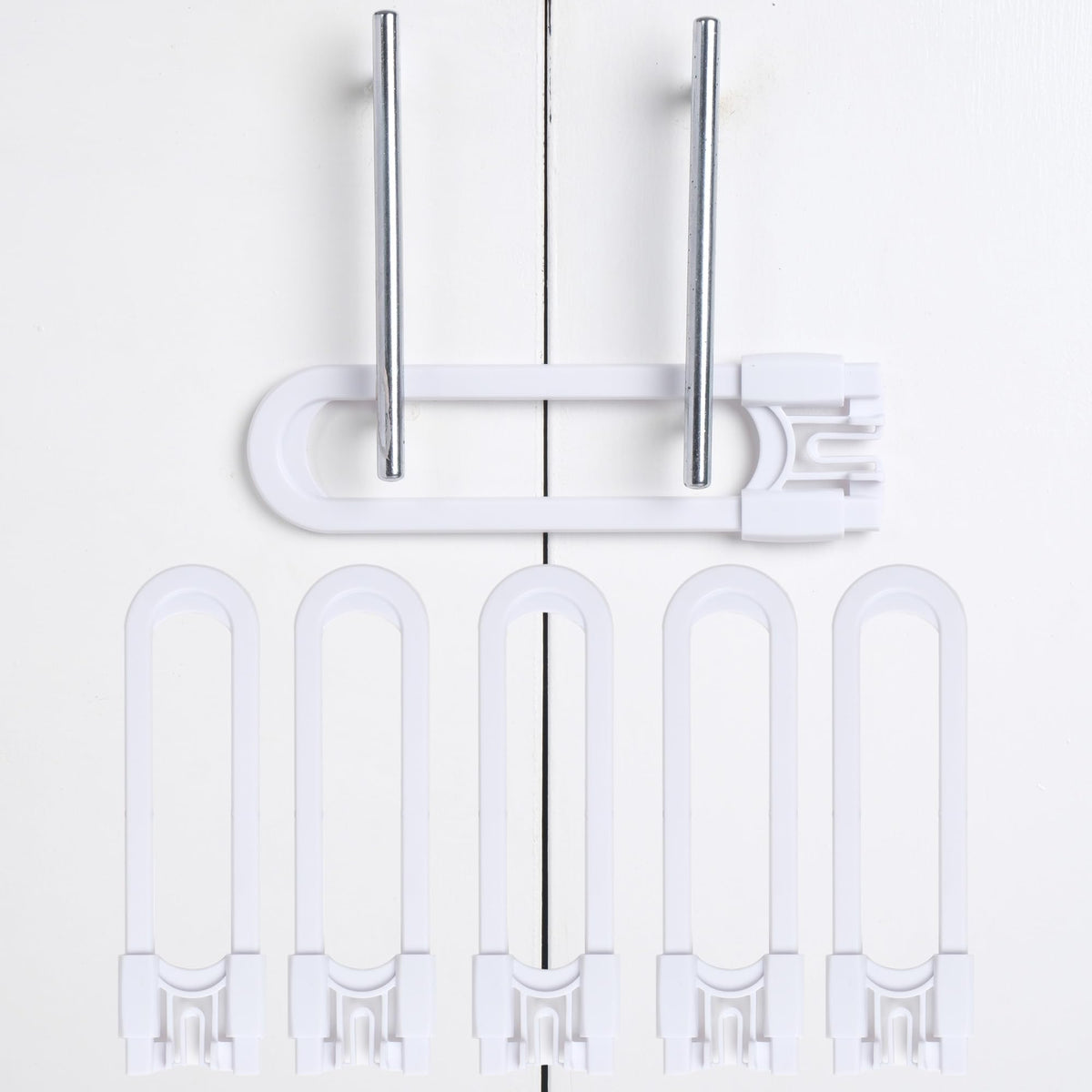 CUTESAFETY sliding cabinet locks packaging highlights six-pack for comprehensive home babyproofing