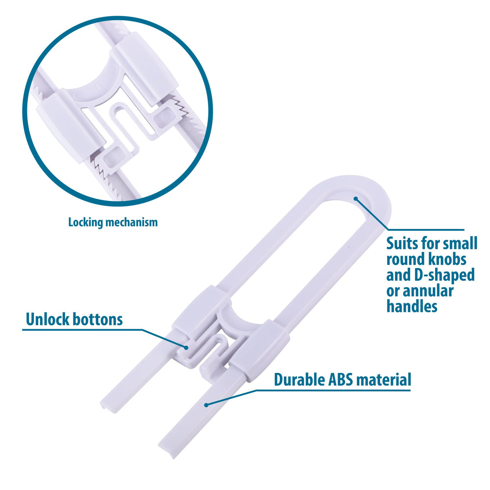 CUTESAFETY locks demonstrate tool-free installation on knobs, no damage to surfaces