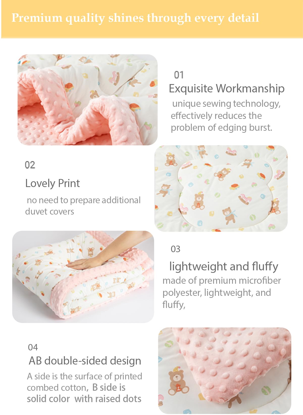 Cutie Pumpkin breathable toddler comforter pink keeps nights cool and comfy.