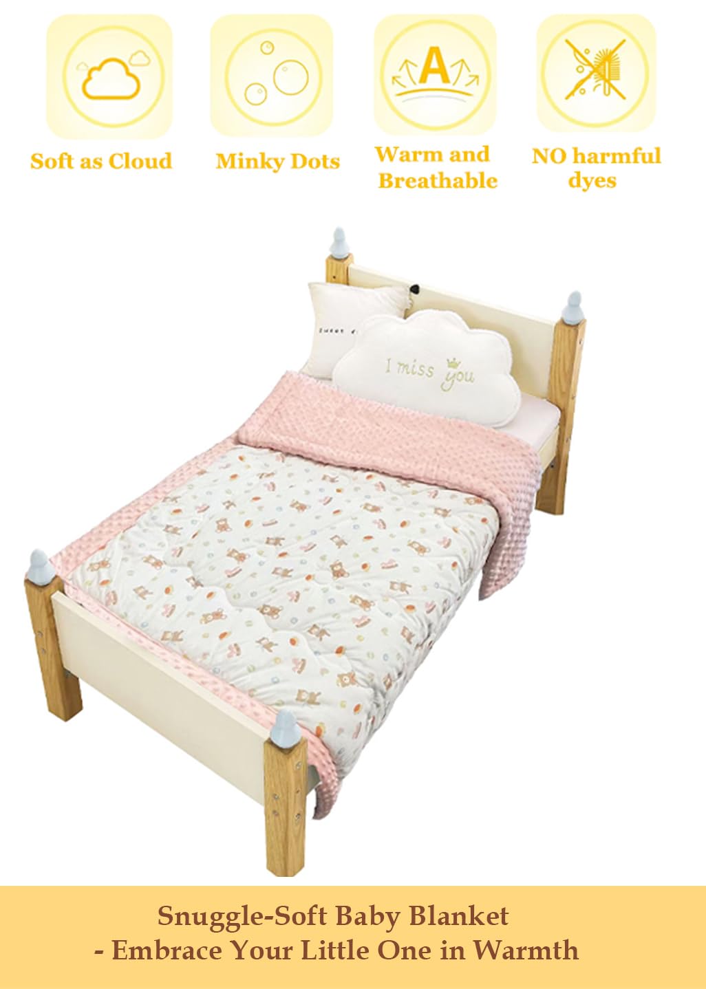 Cutie Pumpkin down-alternative quilt pink offers lightweight warmth for year-round use.