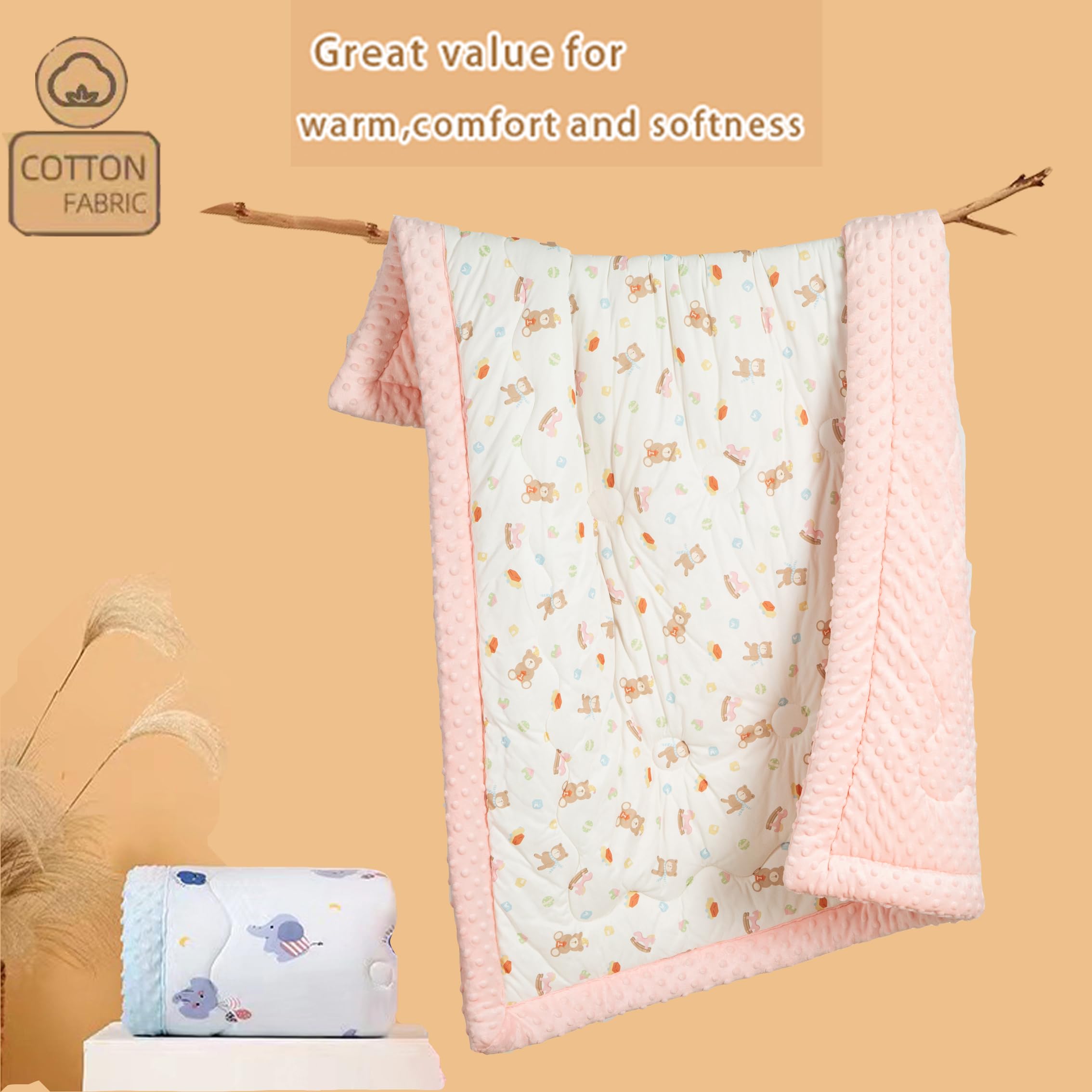 Cutie Pumpkin toddler blanket for daycare pink features breathable, easy-care fabric.