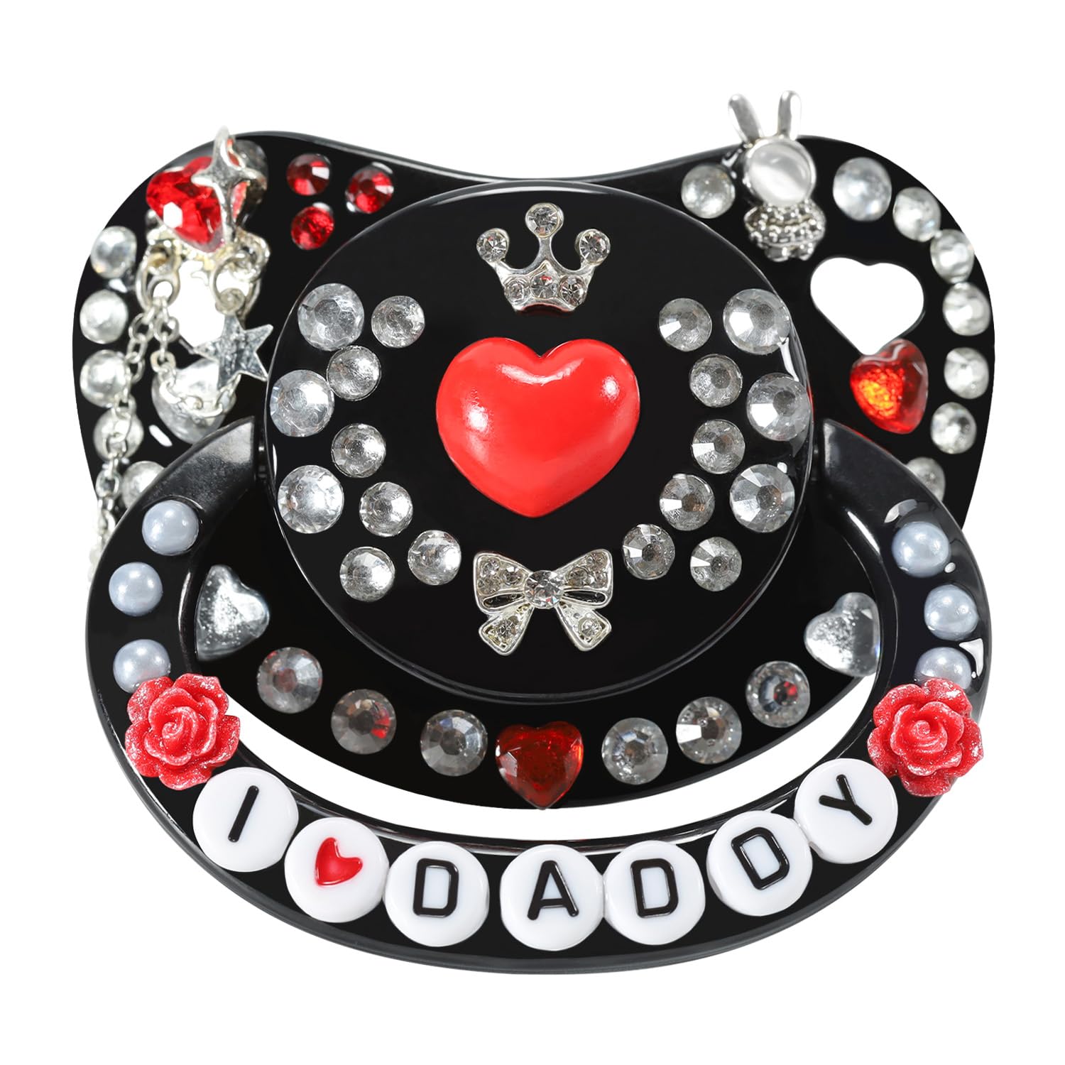 CutiePlusU adult pacifier with crown and bow design for soothing moments
