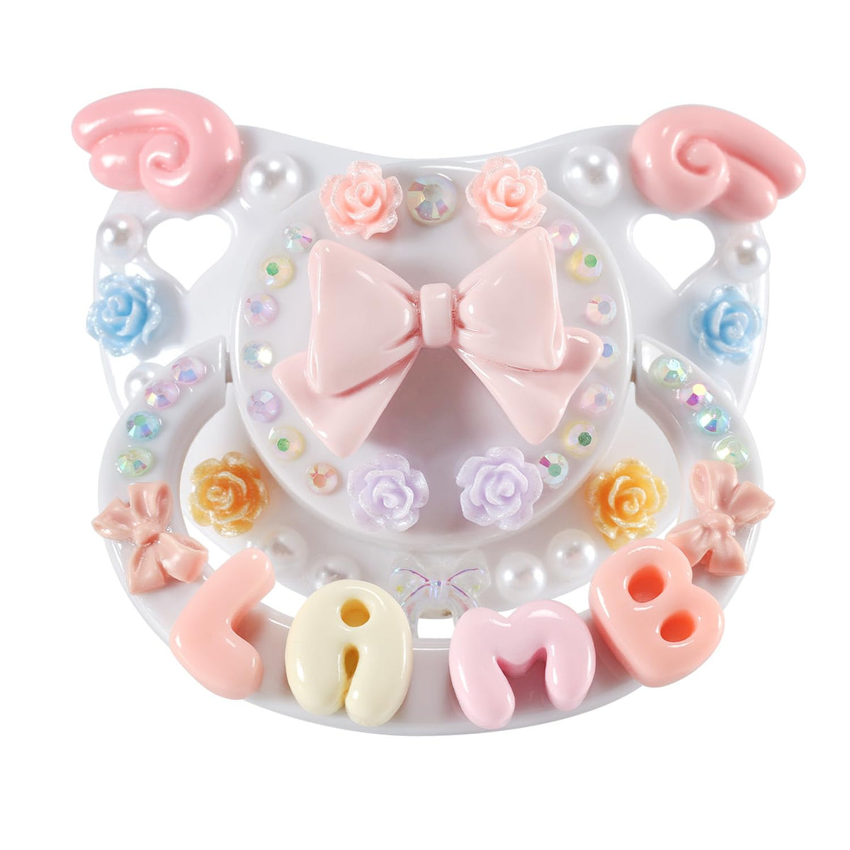 CutiePlusU adult pacifier lamb bow design for soothing appeal
