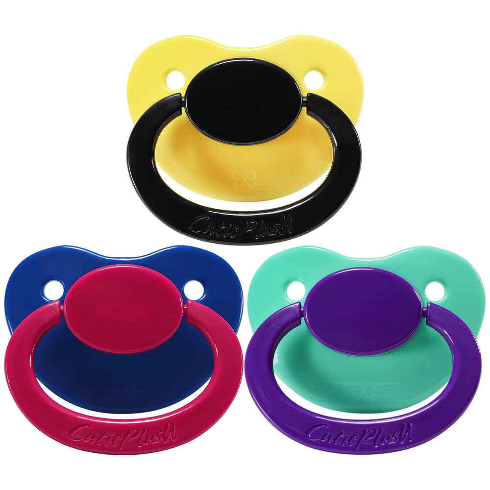 CutiePlusU adult pacifier with large shield in blue for easy decorating and comfort.