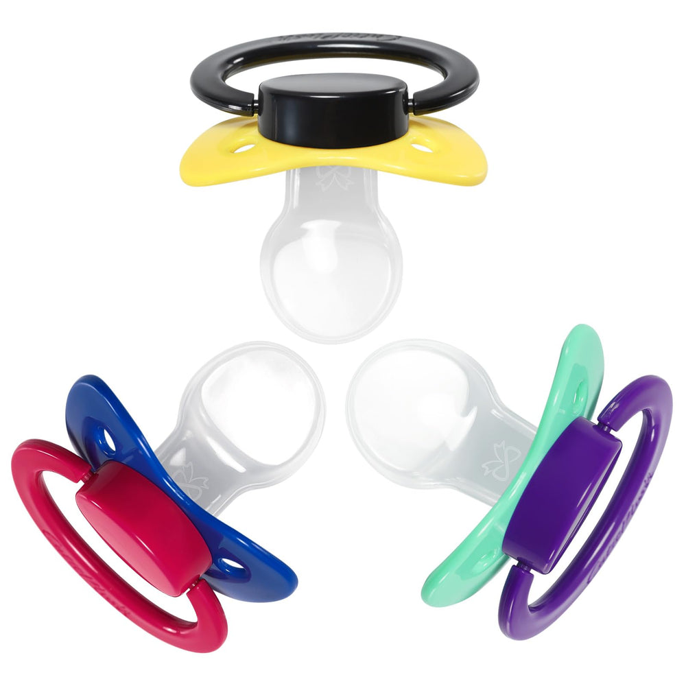 CutiePlusU adult pacifier with large shield in green for potential snoring reduction and restful nights.