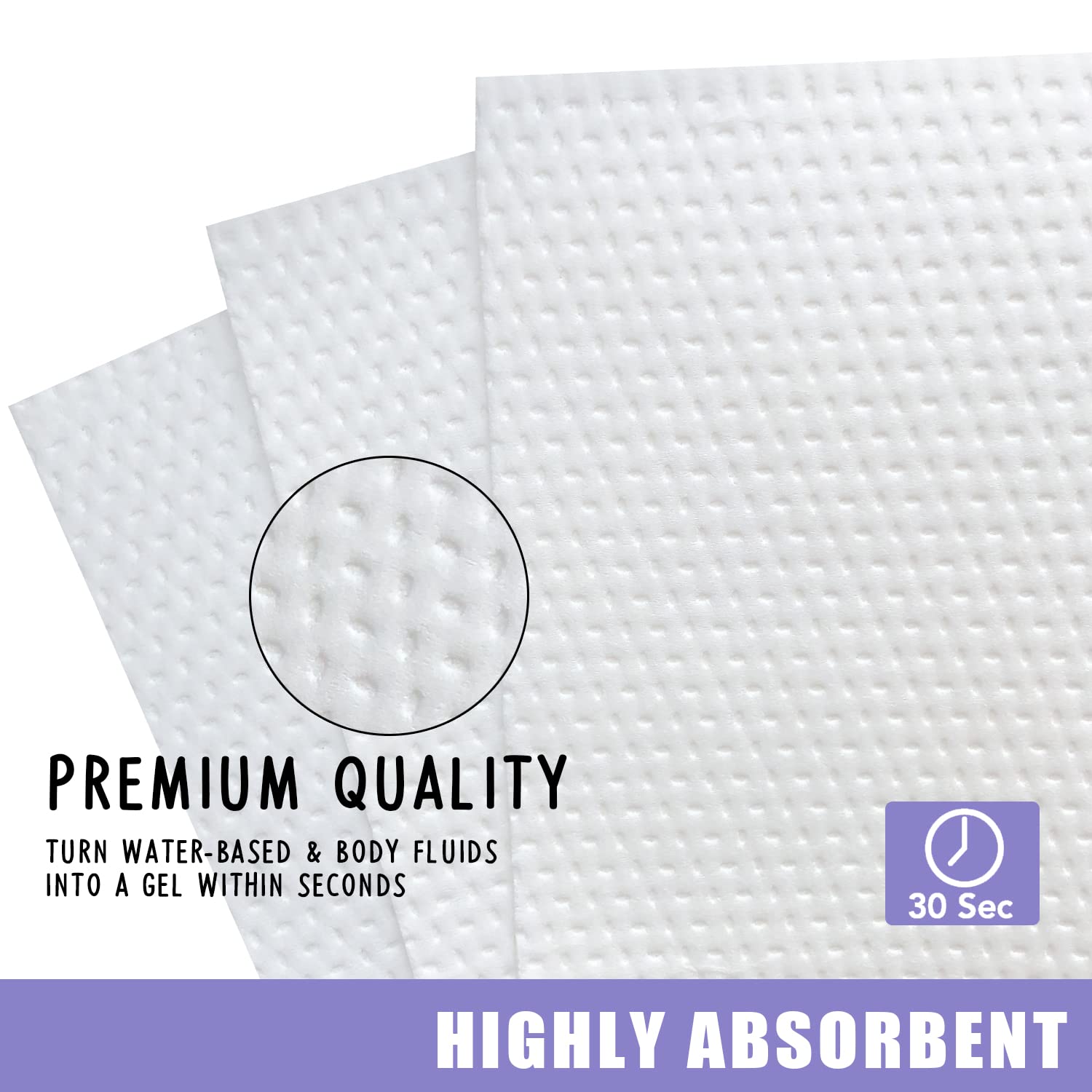 CUXFLS absorbent pad fast absorption closeup highlights quick liquid containment