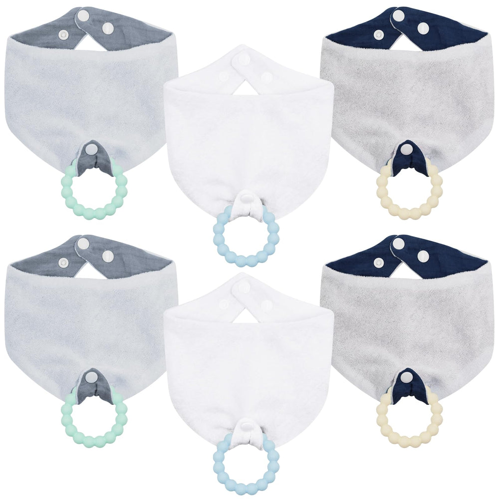 CUXFLS baby bandana bibs 6-pack folded, showing soft organic cotton and high absorption.