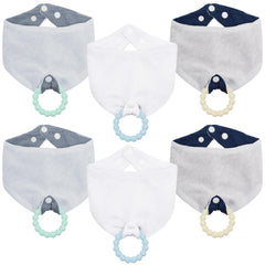 CUXFLS baby bandana bibs 6-pack folded, showing soft organic cotton and high absorption.