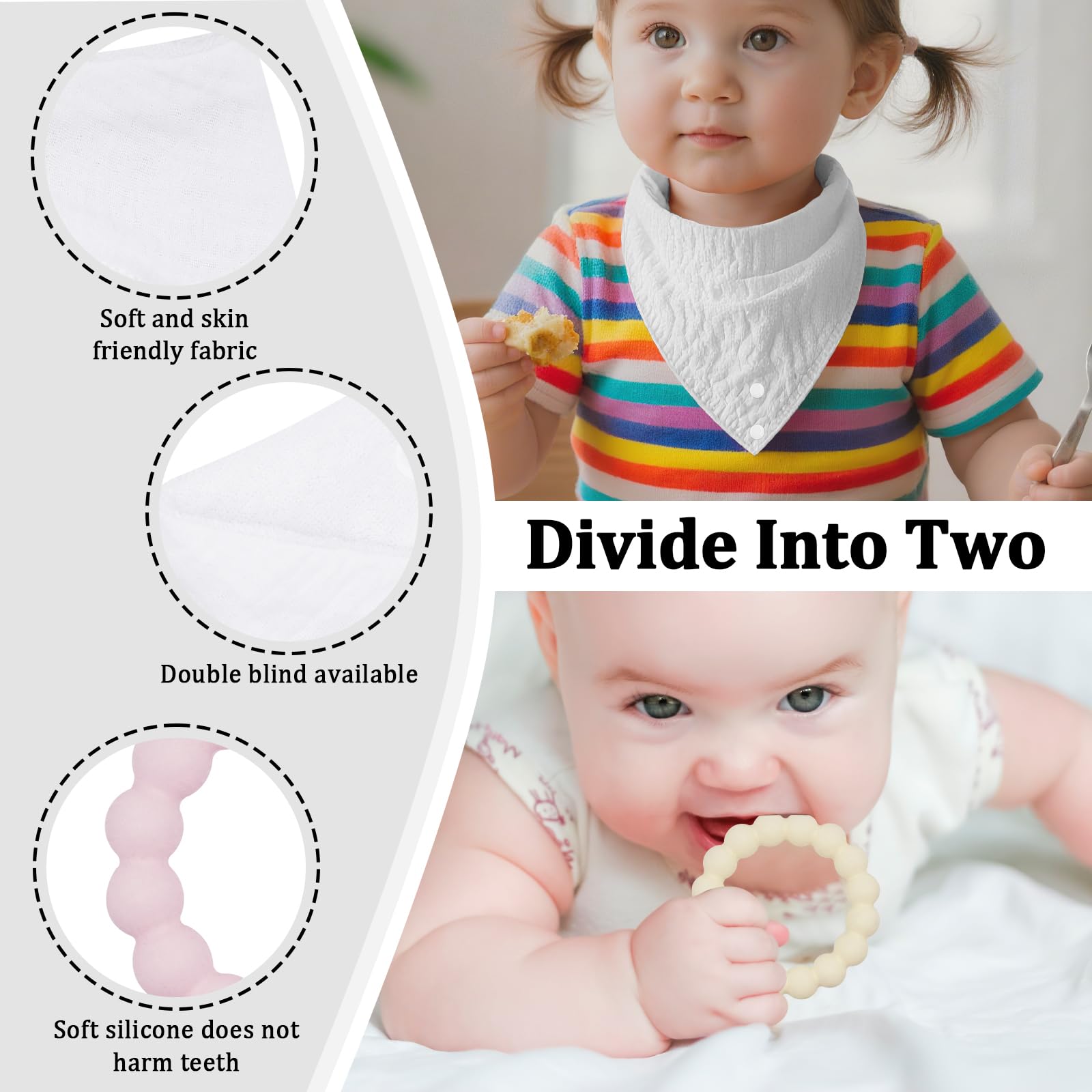 CUXFLS baby teething kit detachable teethers provide soothing gum relief on the go.