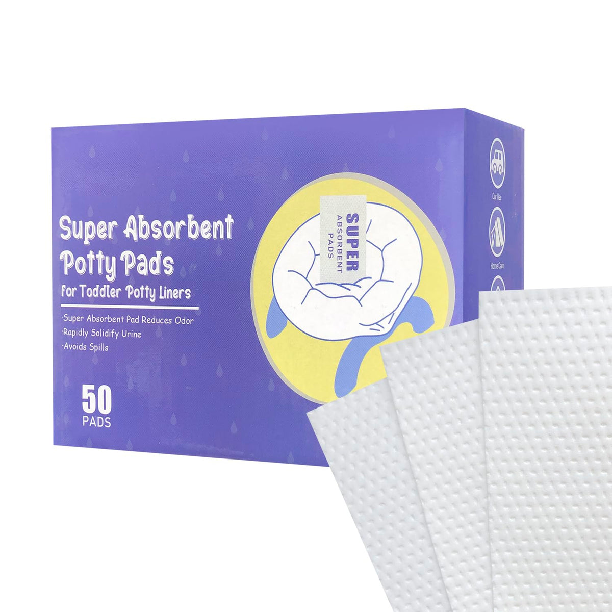 CUXFLS disposable potty absorbent pad travel pack shows ultra-fast absorption for on-the-go messes