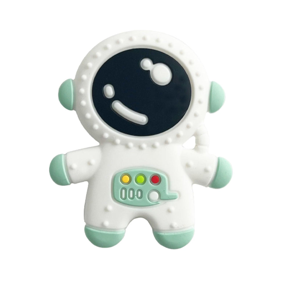 Cuxnoo spaceman teether cyan front view soothes gums