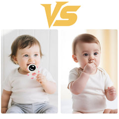 Cuxnoo spaceman teether cyan side view calming bite