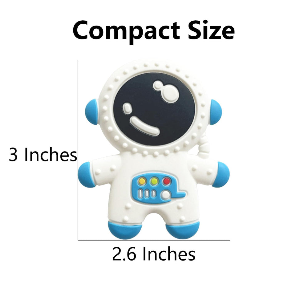 Cuxnoo spaceman teether in use by baby during teething
