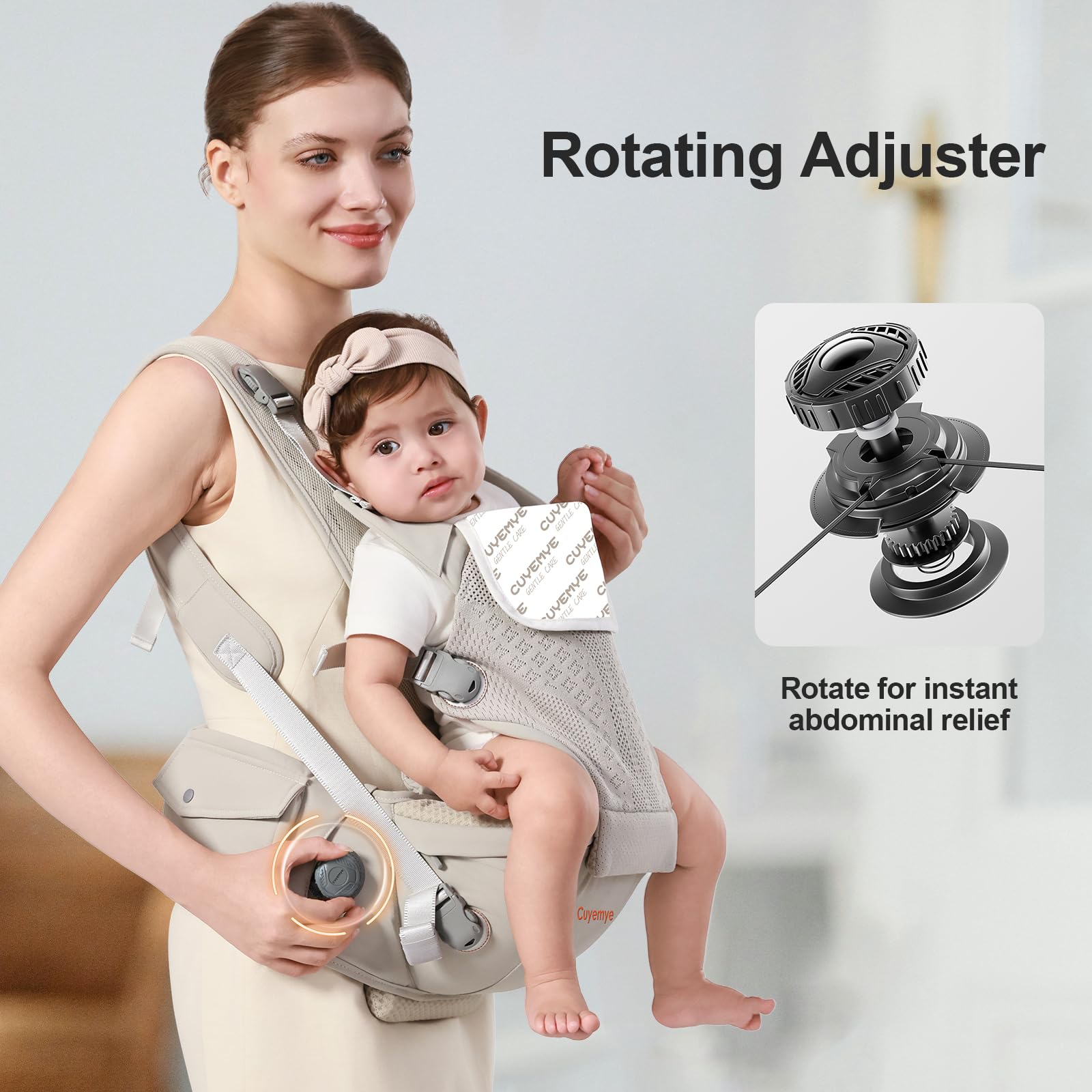 Cuyemye 3D airflow fabric closeup keeps parent and baby cool
