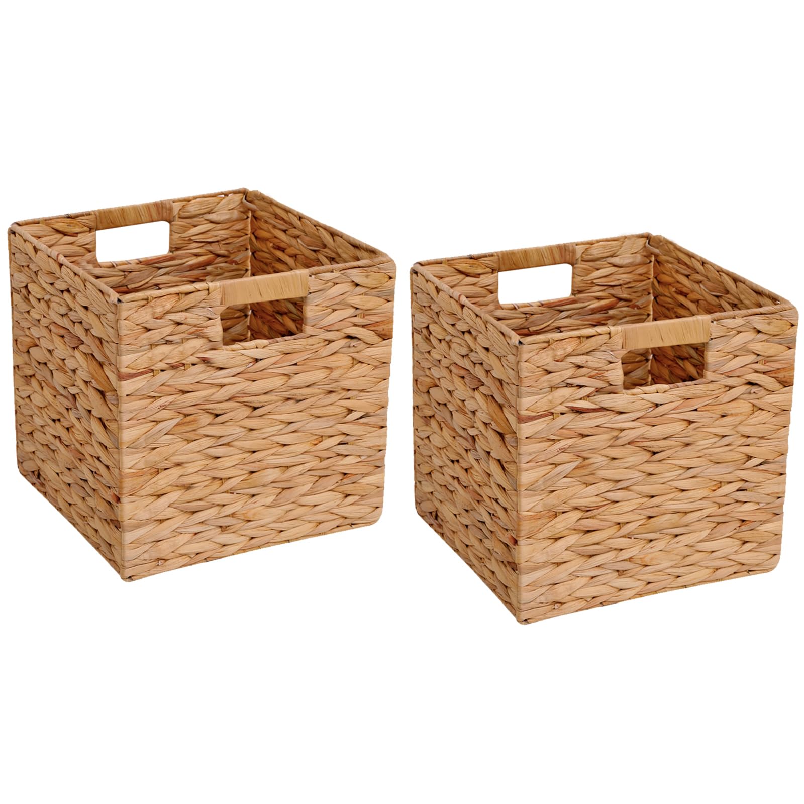 CXQCMUYE wicker basket foldable hyacinth 2pack on display for closet organization.