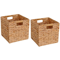 CXQCMUYE wicker basket foldable hyacinth 2pack on display for closet organization.