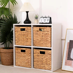 CXQCMUYE wicker basket hyacinth weave closeup highlights natural texture for storage.