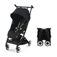 Cybex Libelle 2 folded self-standing for compact travel storage.