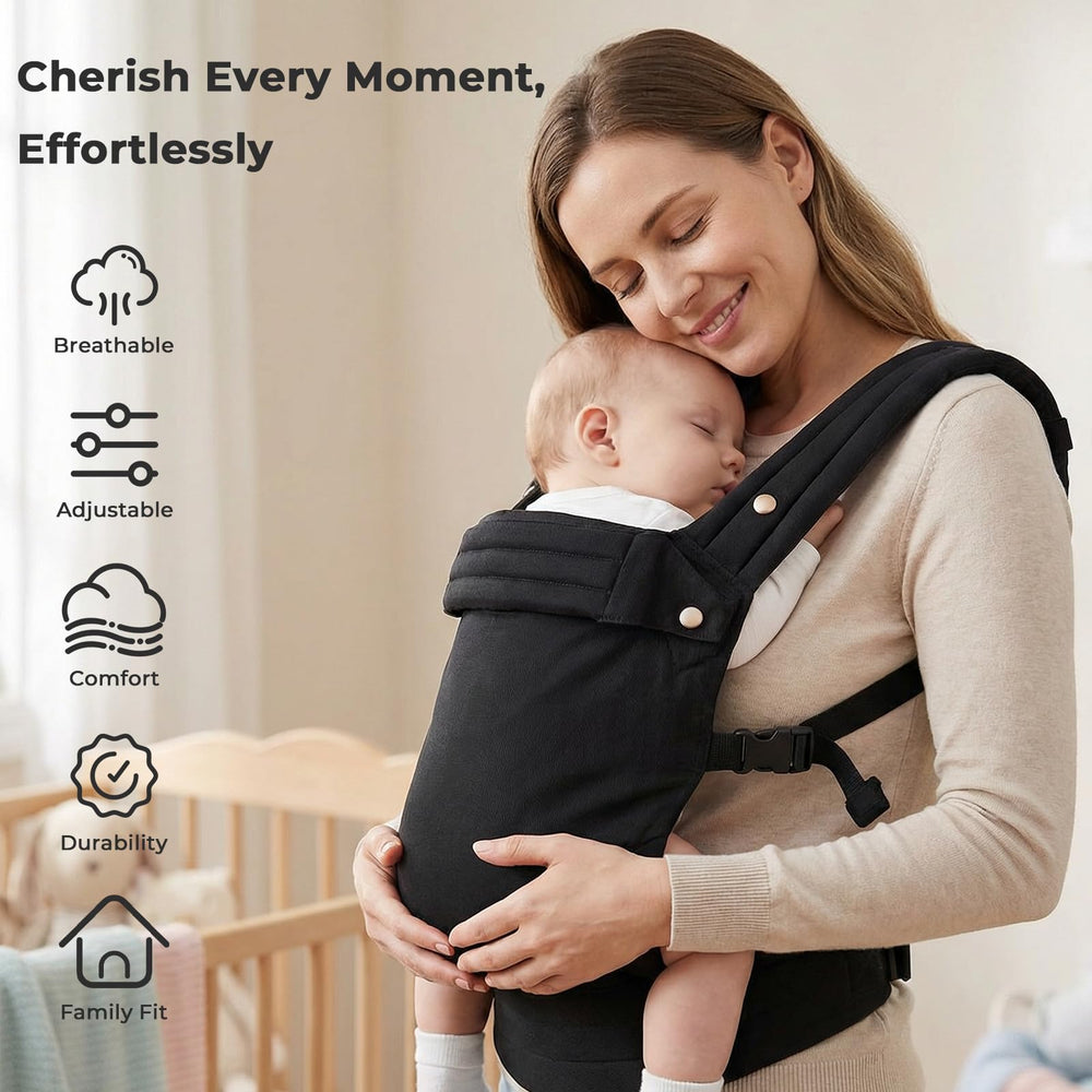 CycleMore hip-healthy ergonomic design supports natural baby hip development