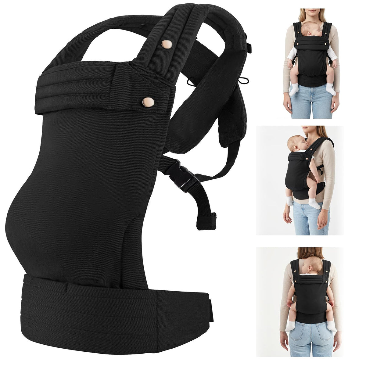 CycleMore baby carrier shows newborn M-position seat supporting hips for comfortable seating